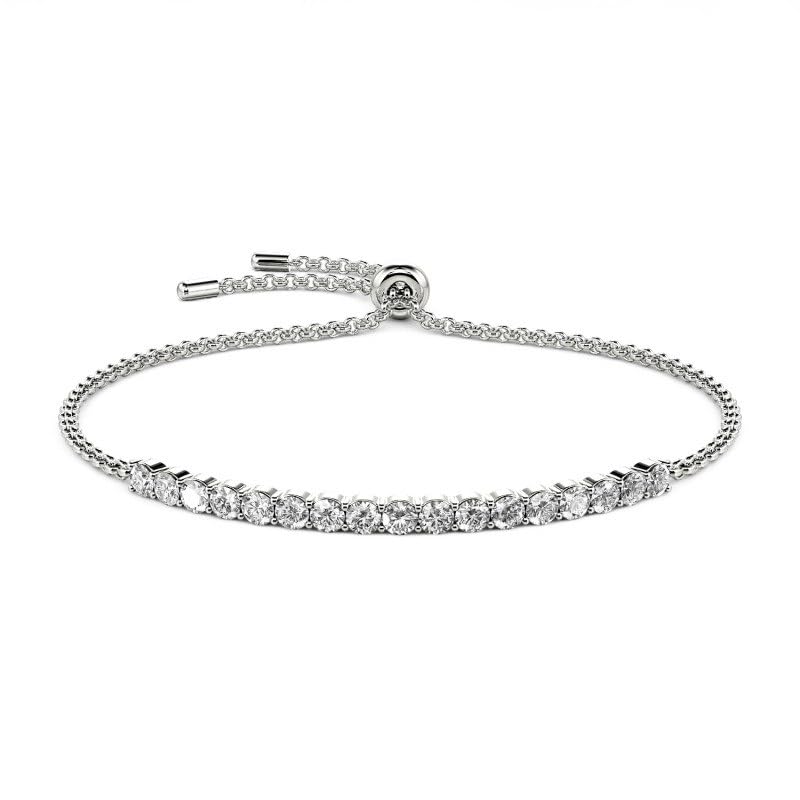 Image of Zarkan Elegant Solitaire Silver Bracelet Gift Certified Authentic 925 Hallmark Adjustable Rhodium Plated