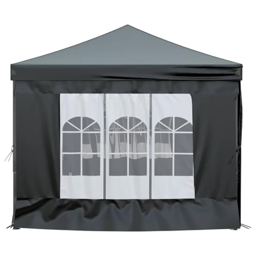 Gran cenador negro plegable con estructura de acero estable 5