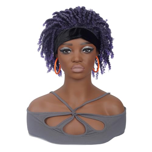 Perruque avec frange soignée tresses sales courtes cheveux ondulés pour femme
