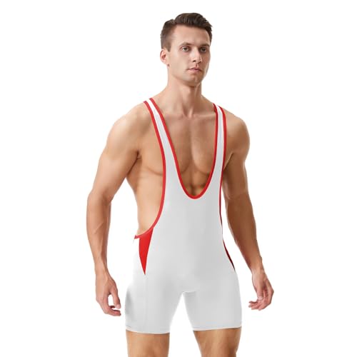 Maillots de Lutte pour Hommes, débardeur de dynamophilie, débardeur Standard pour Hommes, Combinaison Active sans Manches, Uniforme de Lutte Blanc M