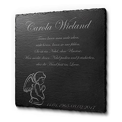 CHRISCK design Schiefertafel 20 x 20 cm | Gedenktafel mit Laser-Gravur für Menschen | gestalte Dein Grabplatte ganz einfach selbst Cover