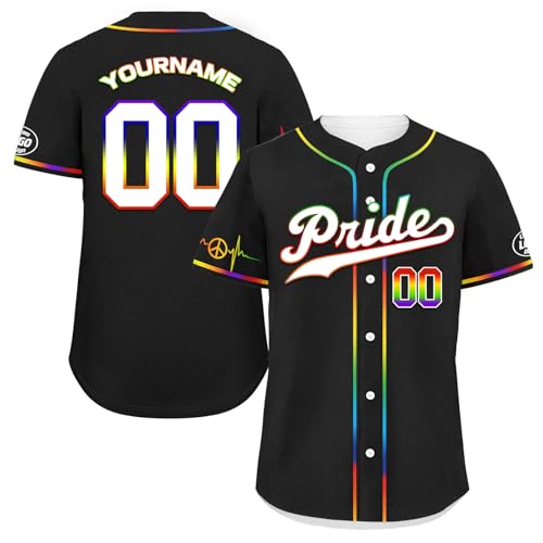 Camiseta personalizada de béisbol Pride con arcoíris LGBTQ+ para jóvenes y adultos miniatura 1