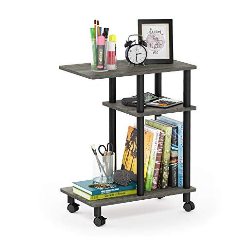 Furinno Turn-N-Tube Mesas Laterales, Madera, Roble French Grey/Black