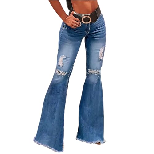 Bell Bottom Jeans for Women Bootcut Ripped High Waisted Flare Jeans Distressed Ladies Casual Pants Trousers 2025