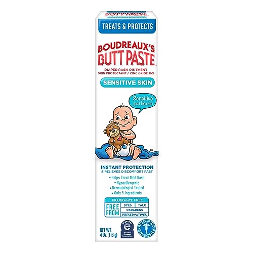 Image of Boudreaux's Butt Paste for Sensitive Skin Diaper Rash Cream, Ointment for Baby, 4 oz Tube