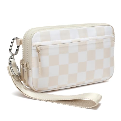 Wristlet wallets for women Nylon Quilted Wallet with 4 Zippers,Travel Credit Card,Holder Cell Phone Organizer,coin purse