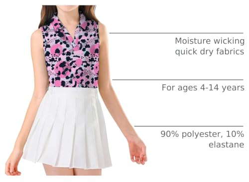 Image of Soneven Girls Sleeveless Polo Shirts Button UP Golf Tennis T-Shirts with Collared Quick Dry Tank Tops for 4-14 Years