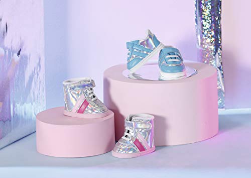 Zapf Creation 831779 BABY born Sneakers blau 43 cm - hellblau silber glitzernde Puppenschuhe – Bild 6