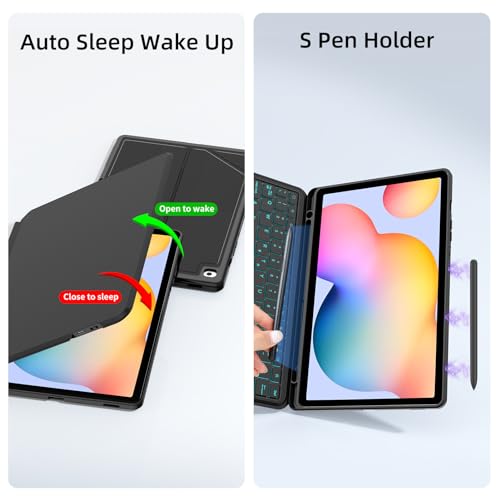 Image of JUQITECH Trackpad Keyboard Case for Samsung Galaxy Tab S6 Lite 10.4 inch 2024 /2022 /2020, Tablet Soft Kickstand Cover Case with Magnetic Wireless Backlit Touchpad Keyboard SM-P620 /P625 /P610 /P613 /P615 /P619