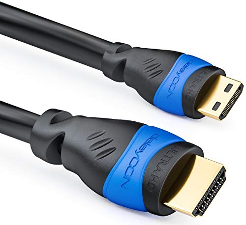 deleyCON 2m Mini HDMI Câble HDMI 2.0/1.4a Compatible ARC 3D 4K Ultra HD 1080p 2160p High Speed avec Ethernet (Nouvelle Norme) - Noir