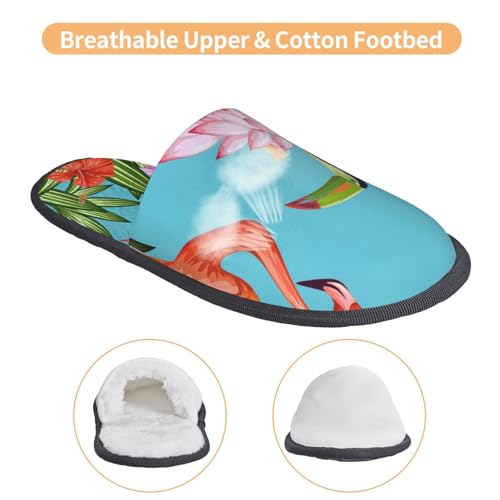 Tropical Jungle Flamingo Print House Slippers For Women And Men,Soft Slippers With Memory Foam,Non-Slip Indoor Home Shoes3