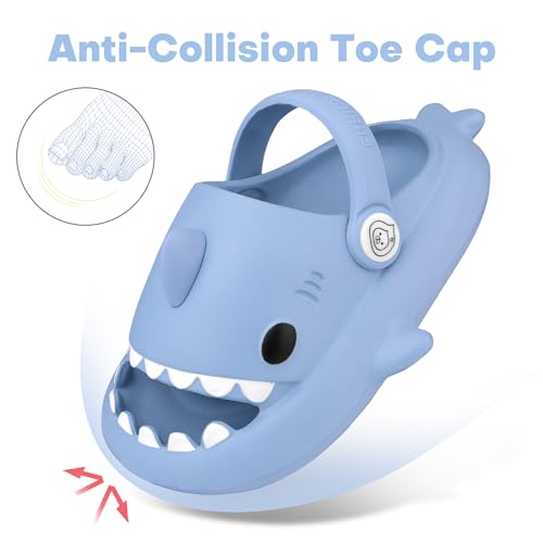 Image of Kids Shark Cloud Slides | Boys Girls Slip On Sandals | Toddler Beach Slippers | Youth Fish Flip Flops Pool Shower Shoes