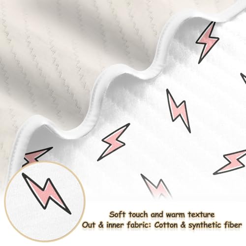 Image of Pink Lightning Bolt Baby Swaddle Blanket for Boys and Girls, Muslin Baby Receiving Swaddle Blanket, Soft Cotton Nursery Swaddling Blankets for Newborn Toddler Infant