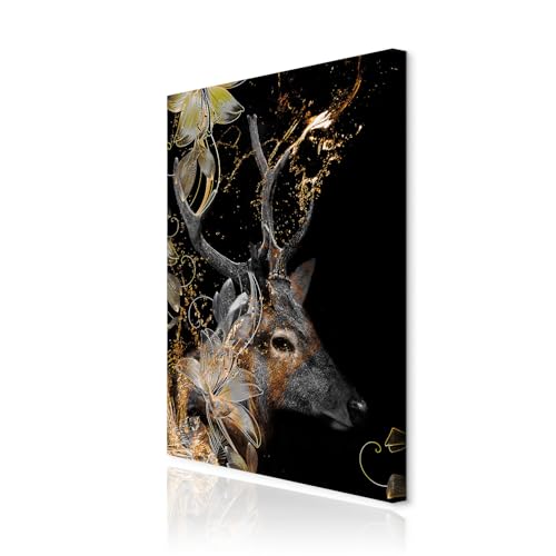 decomonkey Bilder Hirsch Abstrakt 60x90 cm 1 Teilig Leinwandbilder Bild auf...