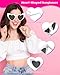 PLULON 2 Pairs Heart Sunglasses for Women, Heart Love Shaped Glasses Vintage White Sunglasses Retro Lovely Fashion Cute Sun Glasses Suitable for Bachelorette Party Favors