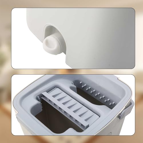 Yopption Flachwischer und Eimer mit Presse im Set. Flacher Bodenwischer und 2- Kammer- Eimer mit 5 Wischpads. Nass- und Trockenanwendung für alle Bodenarten. – Bild 5