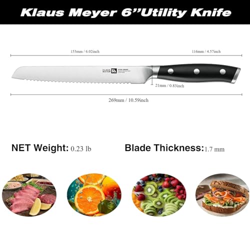 Klaus Meyer Stahl High Carbon Exclusive German Steel 6 Inch Utility Serrated Knife thumb #5