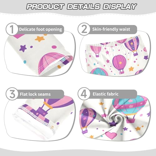 Hot Air Balloon Stars Purple Girls Leggings Soft Stretch Workout Yoga Dance Pants for Kids Casual Tights3