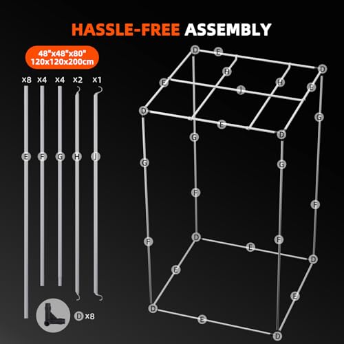 Spider Farmer 4x4 Grow Tent, 48"x48"x80", with Hook for Controller, Enlarged View Window, 1680D Thicken Mylar Canvas, Removable Floor Tray for Indoor Hydroponic Growing for SF4000, SE5000, G5000 by Spider Farmer - Image 9