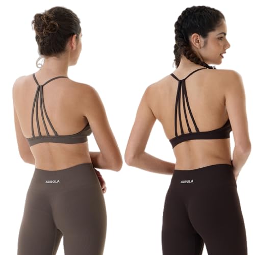 Image of AUROLA Mercury Workout Sports Bras Women Athletic Removable Padded Backless Strapy Minimal Crop Top