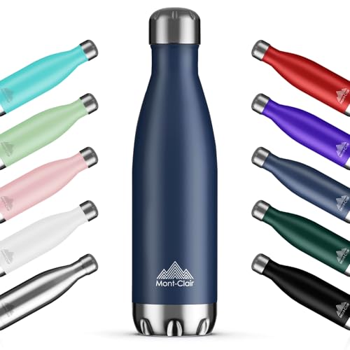 Mont-Clair H2O Trinkflasche Edelstahl - Thermosflasche - BPA-freie - Water Bottle, Edelstahl trinkflasche 500ML - 24h Kalt & 12h Warm - Trinkflasche Auslaufsicher - Dunkelblau