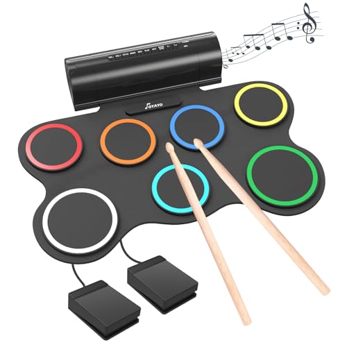 OYAYO 7 Pad Electronic Drum Set, Roll Up Drum Practice Pad Midi Drum Kit with Headphone Jack...
