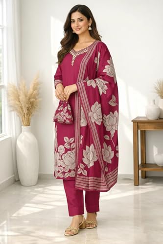 Image of FABNEX Kurta Set for Women | Stylish Cotton Printed Kurti Pant Set | Indo-Western Casual & Festive Kurta Set for Women (K-229-30)