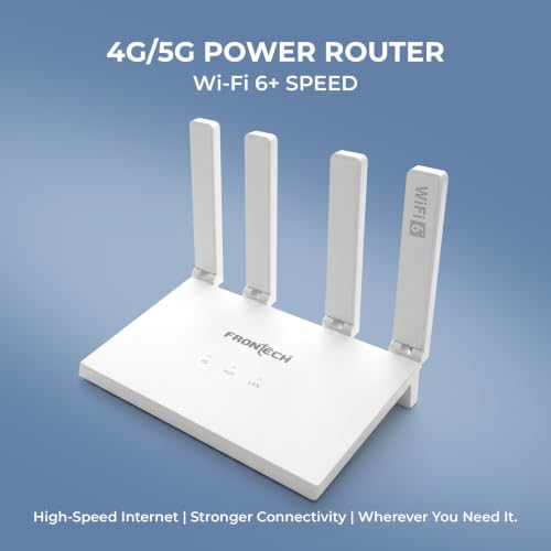 Image of FRONTECH 4G /5G Wi-Fi 6 Router with SIM Slot, Dual-Band Wi-Fi, 4 High-Gain Antennas, 1 WAN /LAN Port, Type-C Port, High-Speed Internet Router for Home /Office /Gaming, 2 Years Limited Warranty (NC-0095)