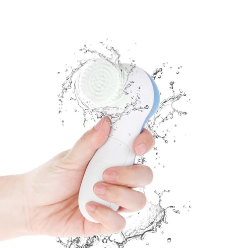 Image of 5-in-1 Electric Facial Cleansing Brush & Massager Kit, Waterproof Face Scrubber System with 5 Brush Heads for Deep Pore Cleansing, Gentle Exfoliation, Blackhead Removal and Massage