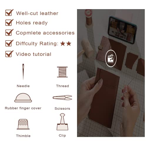 POPSEWING Leather Phone Bag DIY Kit, Small Crossbody Cell Phone Purse for Women, Cellphone Wallet Bag with Sewing Kit for Girlfriend Personalized Gift4