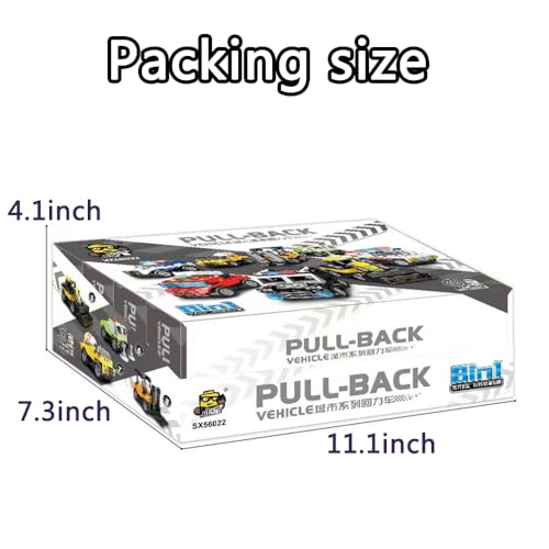 Enhana QZH167-NO.KY84053-8 8Pcs City Pull Back Car Building Blocks Set, Fire Truck Ambulance Building Block Engineering Vehicle Police Cars Stem Building Toys,Best Gift thumb #6