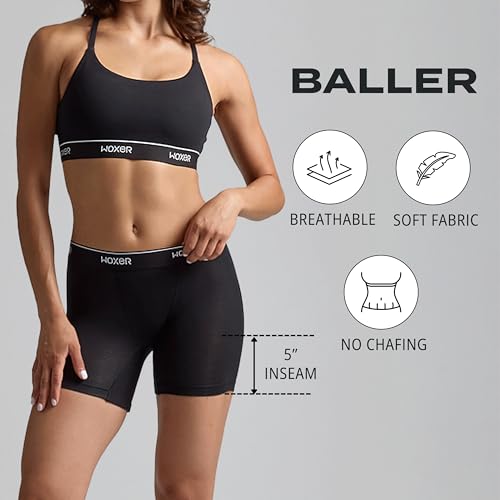 Image of Woxer Boxer Shorts for Women - 5 inch Baller Boy Shorts Underwear, Soft Modal, Chafe Free - Breathable & Moisture-Wicking
