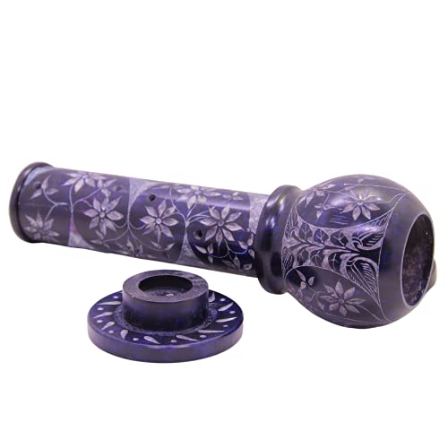 Kc Kullicraft Marble Soapstone Blue Incense Stick Holder | Candle Burner | Tea Light Holder - Round Incense Holder Decorative Home And Office Decor - (3 X 3 X 10 Inches) #TOP6