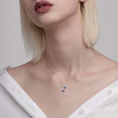0.09 Cttw Natural Diamond Butterfly Infinity Pendant Necklace with Gemstone for Women Sterling Silver Butterfly Jewelry Gift for Her4