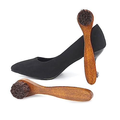 WOFASHPURET Brosse à Chaussures en CRIN De Cheval Brosse De Polissage Manche Long Bois D’érable pour Entretien Hommes Femmes Usage Quotidien 18 Cm