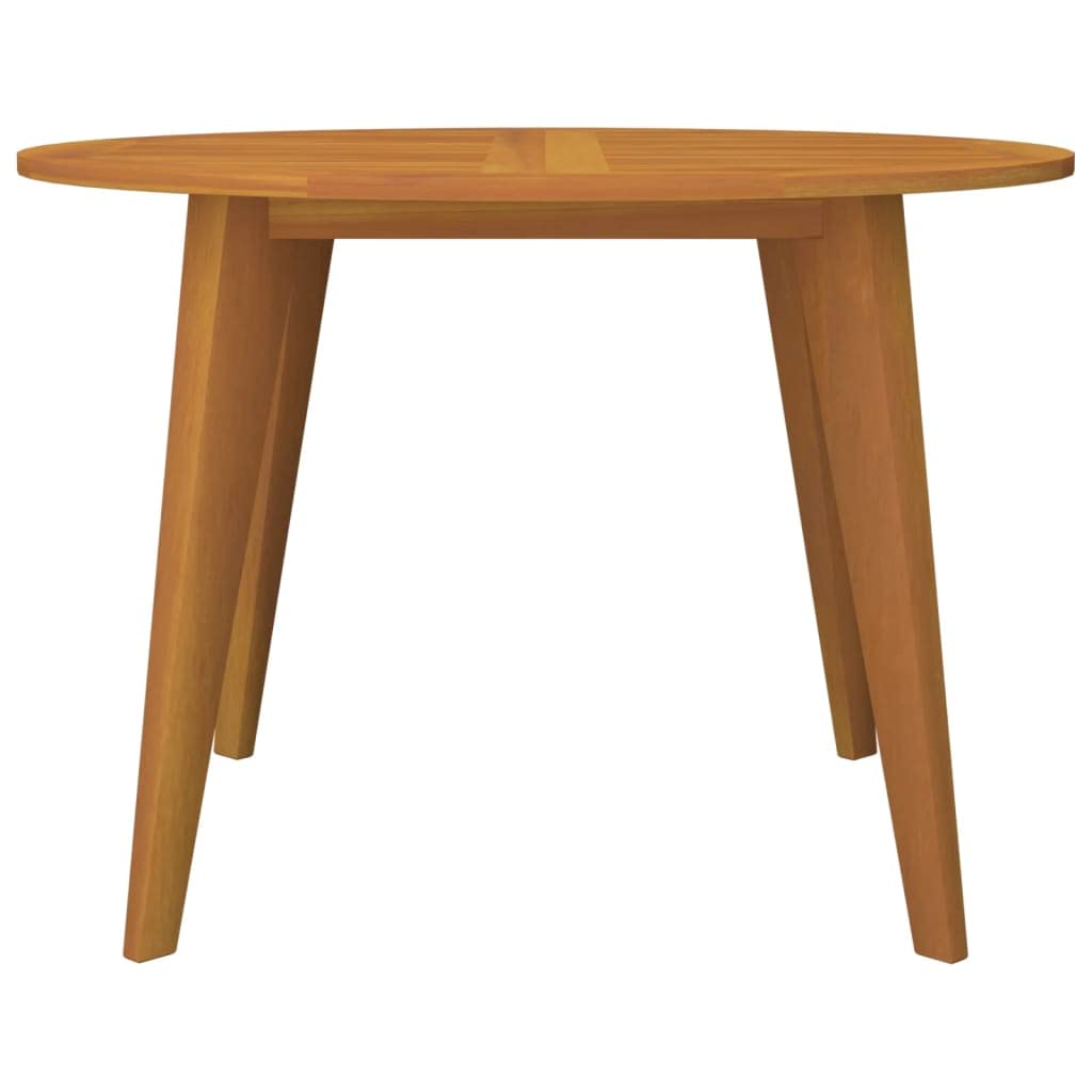 Okrągły stół ogrodowy, lite drewno akacjowe, Ø 110 x 75 cm, stabilny drewniany stół z listewkami i ukośnymi nogami, do użytku na zewnątrz