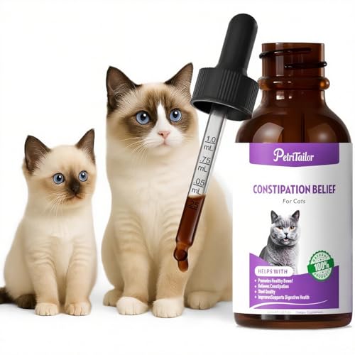 Cat Constipation Relief,Liquid Drops Laxative for Felines,100% Pure Natural Gentle Herbal Supplement,Pets Stool Softener,Promote Digestive Health,Probiotic Gut & Immune Support