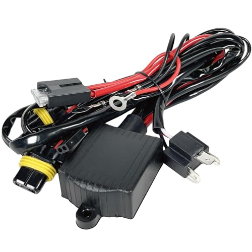 H4 Relay Harness for Bi-Xenon HID Headlight Controller, Upgraded 35W 55W 9003 Hi/Lo High Low Beam Battery Wiring Kit with Waterproof Design and Safety Fuse