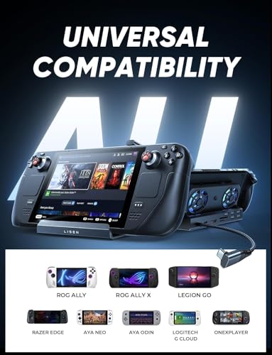 Image of LISEN 10 IN 1 Docking Station for Steam Deck OLED&ROG Ally X&Legion Go, Dual Cooling Fan 5 USB Ports and 4K@60Hz, 100W Charging Port Support ROG Ally 30W Mode, Gigabit Ethernet Fit for Steam Deck OLED