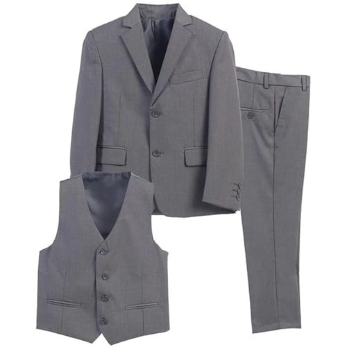 Veste boutonnée costume garçon 3 pièces gilet pantalon revers échancré chic