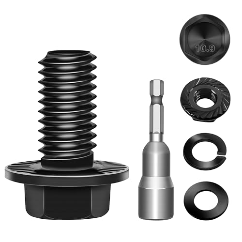 Image of (10Sets) M8 Bolt x 16mm Flanged Hex Head Bolts, External Flange Hex Drive M8 Screws, Class 10.9 Black Zinc Plated Alloy Steel Metric M8x1.25 Bolts Kit
