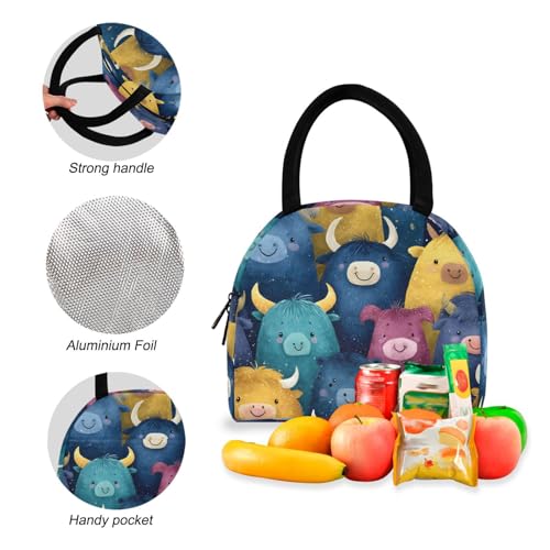 Funny Cows Print Backpack Set with Lunch Bag, Large Capacity Travel Backpacks and Lunch Box Insulated for Commute Hiking Picnic4