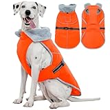 Kuoser Cappotto invernale caldo impermeabile per cani con fodera in pile, giacca riflettente regolabile per cani, morbido e confortevole, abbigliamento per animali domestici per cani di taglia XL