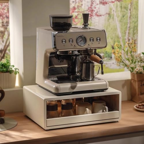 Vassoio portaoggetti estraibile per piano di lavoro della cucina, vassoio scorrevole per forno a microonde, supporto per caffettiera, sotto il cassetto del forno, per casa e ufficio (bianco)