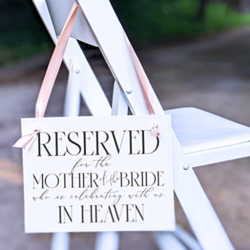Ritzy Rose Wedding Memorial Sign - Reserved for Mother of the Bride Celebrating with Us in Heaven - For Ceremony -11x8.5 in Banner Tailored with Your Preferred Paper, Ribbon and Font Color
