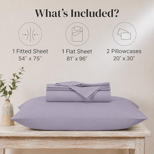 Modern Threads Soft Microfiber Solid Sheets - Luxurious Microfiber Bed Sheets - Includes Flat Sheet, Fitted Sheet with Deep Pockets, & Pillowcases Lilac Marble Full by Modern Threads - Used condition - Image 3