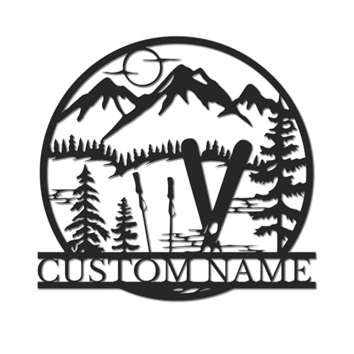 Personalized Skiing Metal Sign, Custom Name Ski Wall Art,