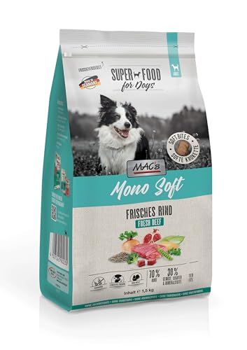 Mac's Halbfeuchtes Hundefutter, weiche Textur, hoher Fleischgehalt, verschiedene Geschmacksrichtungen, 1,5 kg, Rindfleisch