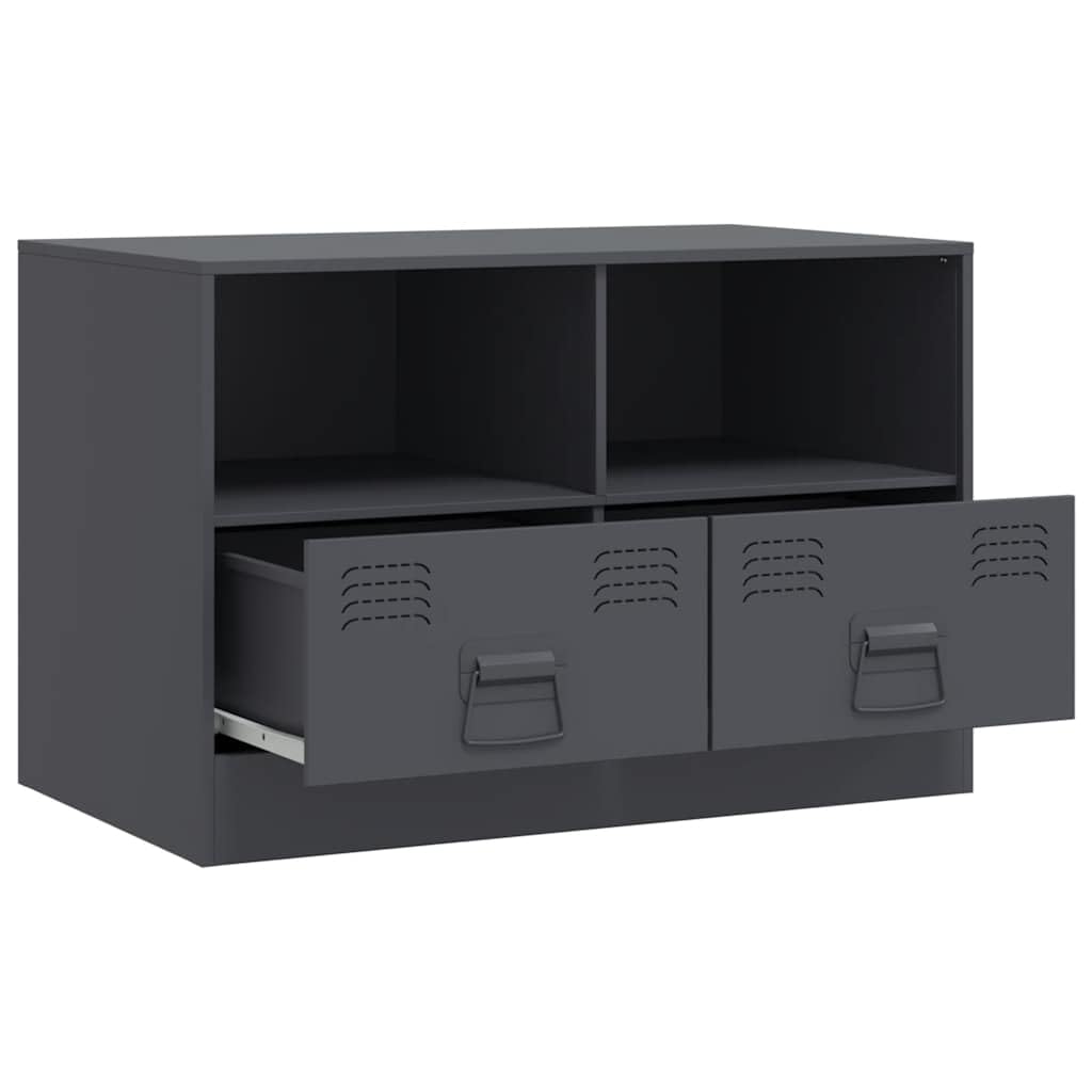 Genérico - Mueble para TV (acero laminado frío, 2 puertas, 67 x 39 x 44 cm), color gris | Gran espacio de almacenamiento, fácil de limpiar, asas prácticas, diseño estable