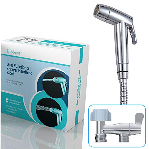 Handheld Bidet Toilet Sprayer, Dual Function 2 Kind Sprayer Shattaf,Stream and Jet, Cloth Diaper Sprayer Kit, Personal Hygiene Cleaning No Leaking Toilet Attachment - Chrome